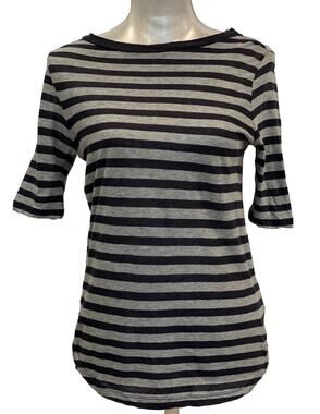 Majestic Filatures Paris Top Womens Cotton Cashmere Shirt Gray Black Stripe Sz 1